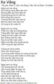 Lời Bai Hat Xa Vắng Nhạc Y Van Thơ đặng Trần Con đoan Thị điểm Co Nhạc Nghe