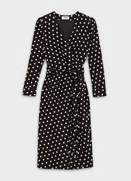 Wrap Dress In Dot Printed Sable Black Off White Official Website Celine Official Website Celine Wrap Dress Work Wrap Dress Celine Dress