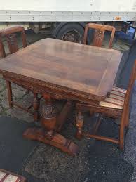 Antique Oak Draw Leaf Extending Dining Table And 4 Matching Chairs Rustic Oak Dining Table Oak Dining Room Chairs Antique Dining Room Chairs