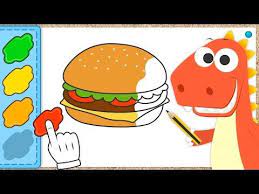 Aprende A Colorear Una Hamburguesa Con Eddie Eddie El Dinosaurio Colorea Una Hamburguesa Y Salsas Youtube Leer La Mano Hamburguesas Colores