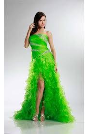 Beautiful High Low Strapless Lime Green Organza Ruffle Prom Dress Ruffle Prom Dress Lime Green Prom Dresses Prom Dresses
