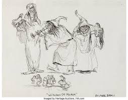 The Black Cauldron Witches of Morva Concept Art by Mel Shaw Walt Disney,  1985 by Walt Disney Studios