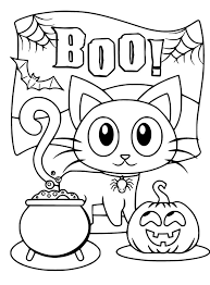 Easy cat with a witch hat; Hallween Cat 9 Coloring Page Free Printable Coloring Pages For Kids