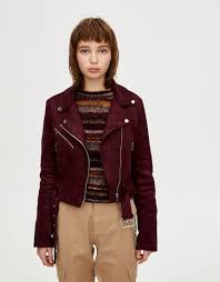 Faux Suede Biker Jacket Pull Bear Ropa Chaqueta De Cuero Cazadora