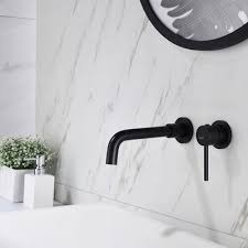 Lavatory wall mount bathroom black waterfall spout basin tub mixer faucet taps. Renist Wall Mounted Bathroom Faucet Finish Matte Blackrenist Wall Mounted Bathroom Faucet Finish Matte Black Bathroom Faucet Shops Com