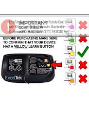 exceltek compatible garage door remote control with yellow learn button liftmaster chamberlain craft garage door remote control garage door remote garage doors