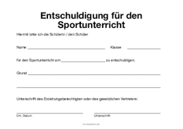 Eine schriftliche entschuldigung reicht dann das kind nach. Entschuldigung Sportunterricht Pdf Vorlage Zum Ausdrucken