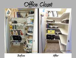 The trick to office organization is to keep supplies out of sight in color coded storage bins. Silver Lining Organizers Llc Organized Office Supply Closet Office Supplies Closet Office Supply Organization Closet Storage