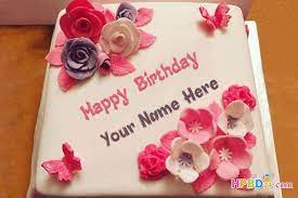 Lovely Flowers Birthday Cake With Name Birthday Cake Writing Happy Birthday Fun Happy Birthday Cakes