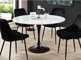 Et si on passait à table ? Table A Manger Ronde Design Marbre Blanc Metal Noir Norah