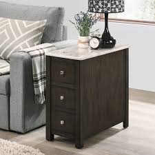 3 drawer side table grey. Copper Grove Cashero 2 Drawer Dark Walnut Side Table With Smooth Faux Marble Top On Sale Overstock 30867688