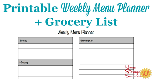 Printable Weekly Menu Planner Template Plus Grocery List