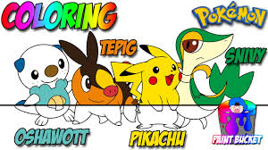 This cute little pokémon is water type and is seen right from the beginning of the pokémon days. Pokemon Coloring Pages Oshawott Tepig Snivy And Pikachu Pokemon Coloring Book Youtube