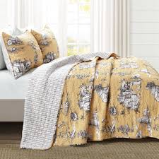 Sonoma goods for life® new traditions galena quilt or sham. Lush Decor French Country Toile Cotton Reversible Quilt Yellow Gray Uber Bazaar