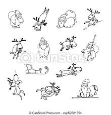 You may utilize the pages vertically or horizontally, whatever you desire. Cartoon Christmas Set Vector Funny Santa Claus Reindeer And Sled Coloring Page Book Canstock