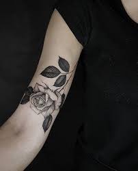 Black Rose Tattoo On The Upper Arm Black Rose Tattoo Black Rose Tattoos Rose Vine Tattoos Tattoos