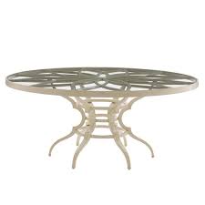 Tommy Bahama Misty Garden French Glass Top Ivory Metal Round Outdoor Dining Table In 2020 Outdoor Dining Table Round Outdoor Dining Table Glass Dining Table