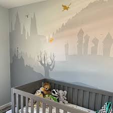 Subtle Neutral Hogwarts Mural Harry Potter Baby Nursery Harry Potter Room Harry Potter Nursery