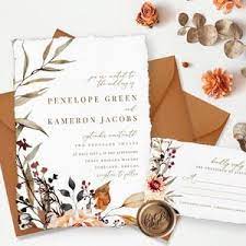 Amber 2 Rustic Bohemian Fall Autumn Wedding Invitation Set Etsy Orange Wedding Invitations Fall Wedding Invitations Wedding Invitation Templates