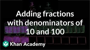 Adding Fractions Denominators 10 100 Video Khan Academy