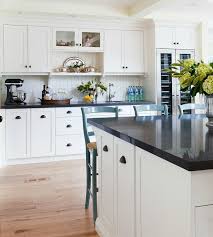 White kitchen cabinets with black countertops ,. Off White Shaker Kitchen Cabinets With Beadboard Trim Backsplash Transitional Kitchen Benjamin Moore Cotton Balls