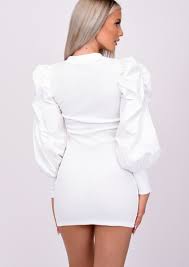 Throw on a sheath and one of our crossbody bags on sale and you're ready to take on a long day in the office or an afternoon running errands. Puff Long Sleeve Ribbed Bodycon Dress White Lily Lulu
