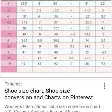 Conversion Shoes Charts 2019