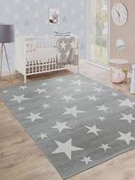 Paco Home Moderner Kurzflor Kinderteppich Sternendesign Kinderzimmer Star Muster Grau Weiss Teppich Kinderzimmer Kinderteppiche Kinder Zimmer