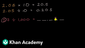 Worksheets by math crush fractions / the worksheets provide calculation practice for both mental divisions and long division of decimals, including dividing decimals by decimals. Multiplying And Dividing Decimals By 10 100 1000 Video Khan Academy