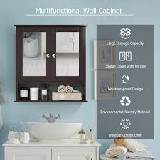 Maybe you would like to learn more about one of these? Buy Tangkula Bathroom Cabinet Wall Mounted With Double Mirror Doors Wood Hanging Cabinet With Doors And Shelves Bathroom Wall Mirror Cabinet Brown Online In Indonesia B07bnd2mcm