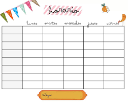 Resultado De Imagen Para Horarios En Blanco Para Rellenar Horario Escolar Imprimible Horario De Colegio Horario Escolar