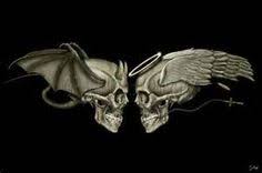 Good vs evil tattoo design : Good Vs Evil Search Skull Tattoo Design Good And Evil Tattoos Demon Tattoo