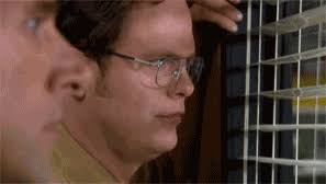 Businessman peeking through blinds in office. Spying Gifs Page 4 Wifflegif