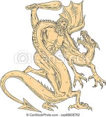 Free dragon drawing, download free clip art, free clip art on clipart library. Hercules Fighting Dragon Drawing Color Drawing Sketch Style Illustration Of Hercules A Roman Hero And God The Equivalent Of Canstock