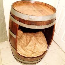 Wine barrel dog bed, choice of cushion. Wine Barrel Dog Bed End Table For Ichabod Barrel Dog Bed Wine Barrel Dog Bed Outdoor Dog Bed