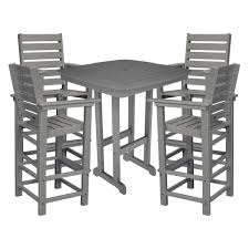 Perfect bar chair for your outdoor bar. Bar Table Set Recycled Plastic 37 Inch Square Table Pool Furniture Supply