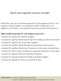 top 8 cost engineer resume samples