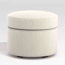 Product title otto & ben 30 inch square button design smart lift top folding storage ottoman bench with faux leather, ivory average rating: Infiniti Round Storage Ottoman Crate And Barrel