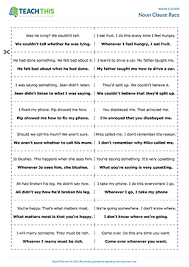 Noun clauses are subjects or objects. Noun Clauses Esl Games Worksheets Activities