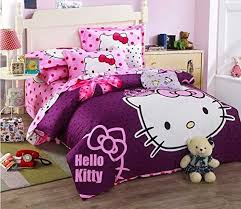 Amazon Com Lt Twin Full Queen Size 4 Pieces Hello Kitty Violet Purple Red Pink Bow Polka Dot For Kids Hello Kitty Rooms Hello Kitty Bedroom Hello Kitty House