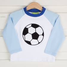 Applique Soccer Long Sleeve Shirt White And Blue Knit
