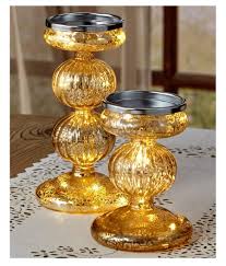 Gold mercury glass pillar candle holders. Gold Christmas Candles Candle Holders Christmas Tablescape Decor