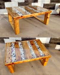 Wood And Rock Glass Top Table Wood Table Diy Wooden Pallet Coffee Table Coffee Table Plans