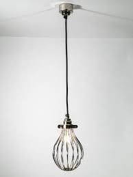 Factorylux Retro Silver Cage Bulb Holder Ceiling Rose And Jet Black Twisted Fabric Cable Cage Light Ceiling Rose Bulb