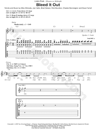 Bleed it out yea here we go for the hundredth time, hand grenade pins in every line, throw em up and let something shine. Linkin Park Bleed It Out Guitar Tab In G Minor Download Print Sku Mn0062774