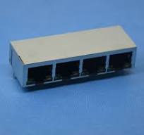 Four Ports Tab-up LED with Metal Shield EMI Fingers RJ45 Connector