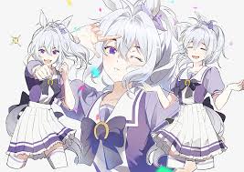 iwatnc, isegye idol, umamusume, commentary request, korean commentary,  1girl, animal ears, back bow, black bow, bow, bowtie, closed eyes,  confetti, dancing, hair bow, high ponytail, horse ears, horse girl, horse  tail, horseshoe