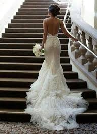 Backless Spaghetti Strap Wedding Dress Pretty Wedding Dresses Beautiful Wedding Dresses Mermaid Wedding Dress