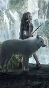 We have an extensive collection of amazing background images carefully chosen by our community. Wallpaper Fantasy Girl And Wolf Mountains Waterfalls 1920x1440 Hd Picture Image