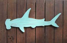 Reclaimed Wood Hammerhead Shark Wall Hanging Handmade Shark Etsy In 2021 Rustic Wall Sign Shark Sign Driftwood Projects